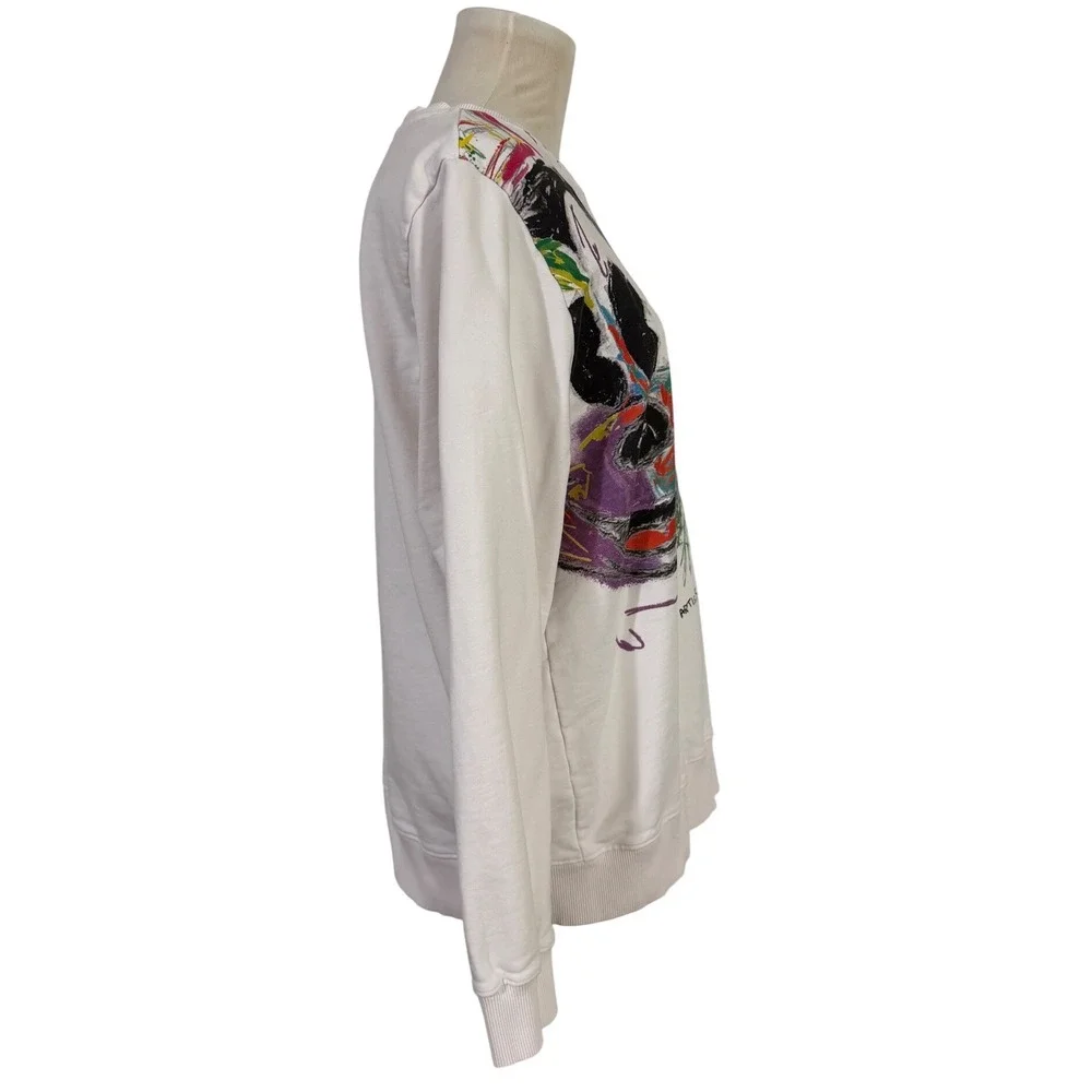 Desigual Mickey Mouse Crazy Art Graphic Sweatshirt XL White Long Sleeve Graphic - Picture 3 of 8